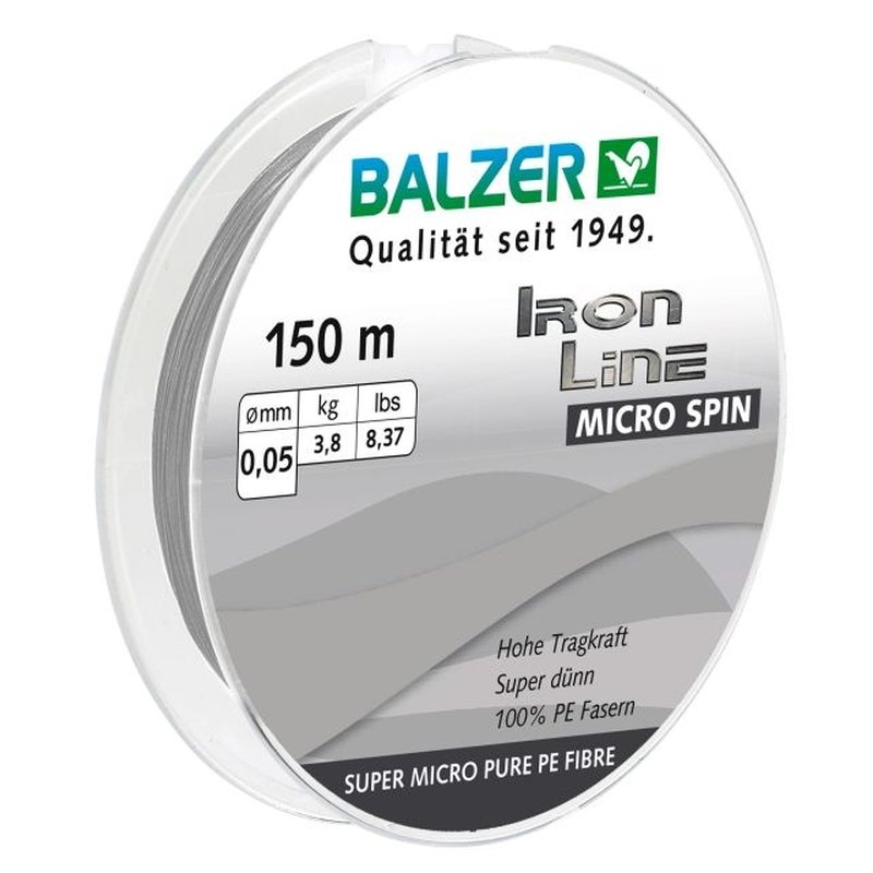 Шнур Balzer Iron Line Micro Spin PE 3x 150m 0.05mm/3.80kg светло серый